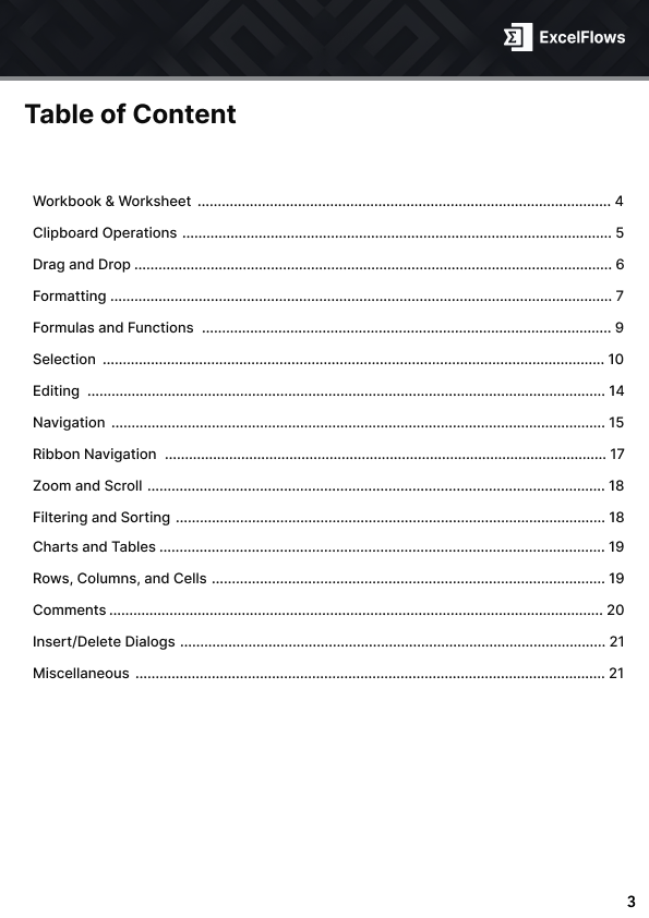 PDF guide of all Excel shortcuts for Windows and Mac
